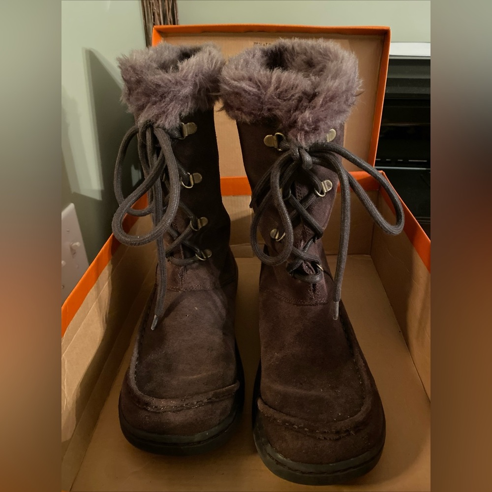 Rocket Dog Women's Suede Lace Up Sherpa Lined Moccasin Boots Tribal Brown 8/8.5